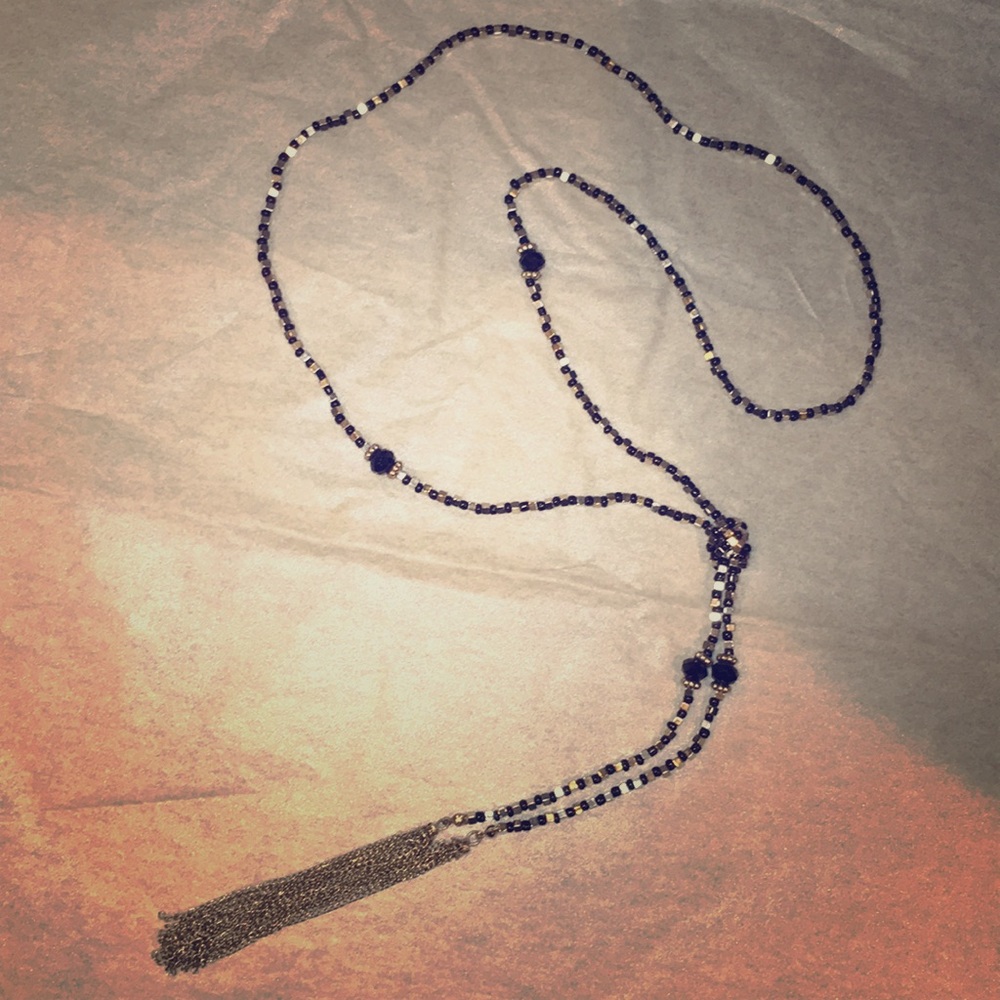 🚫Donated🚫Black and Silver Beaded Long Necklace